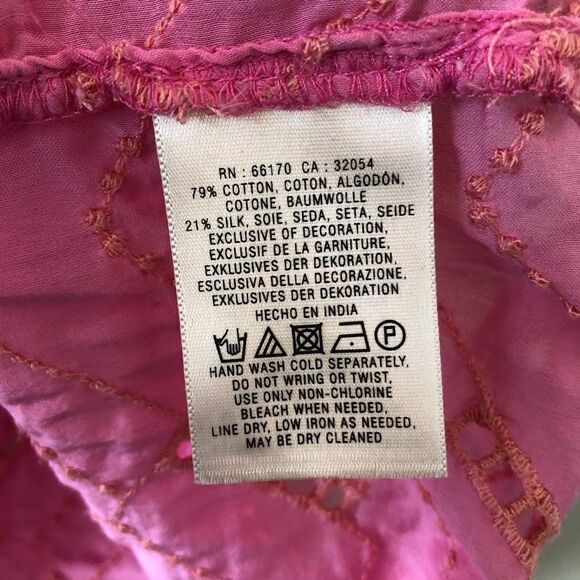 ANTHROPOLOGIE Leifnotes Andie Eyelet Pink Top - Picture 10 of 10